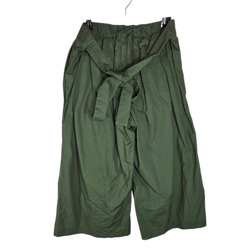 J. Crew Rory Green Cotton Wide Leg Cropped Front Tie Pants - Picture 4 of 8